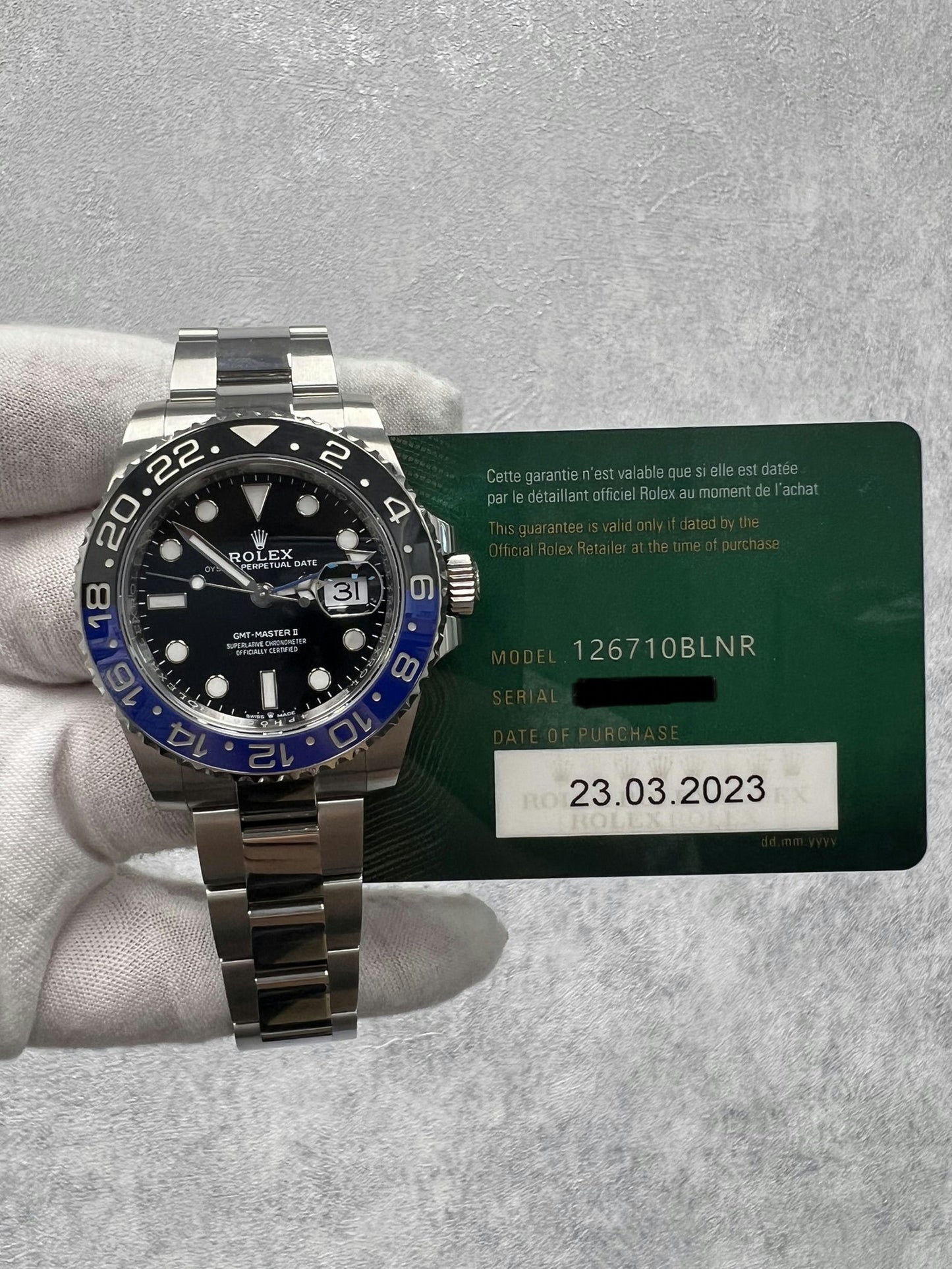 Rolex GMT-Master II 126710BLNR with Card