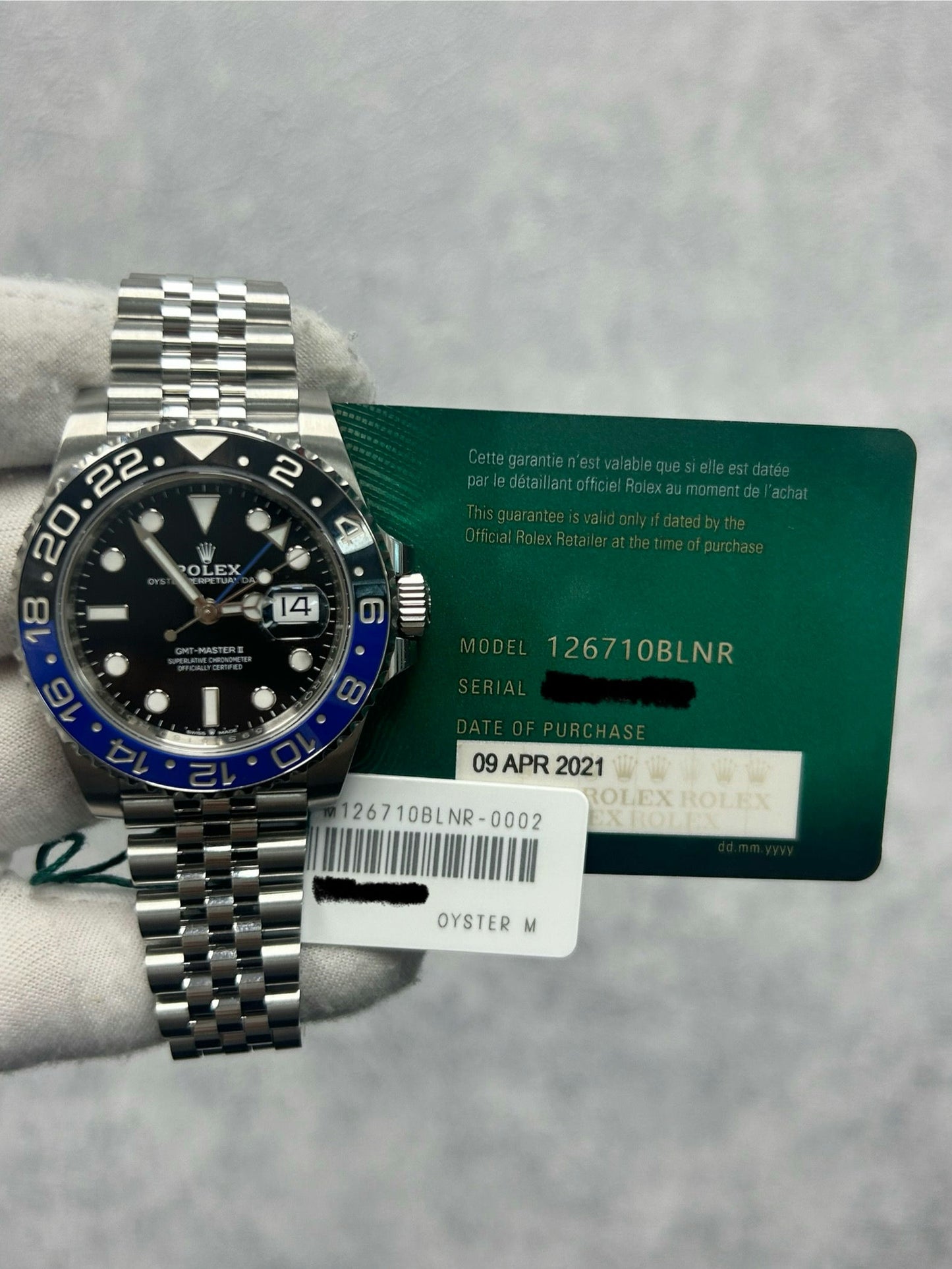 Rolex GMT-Master II 126710BLNR with Card