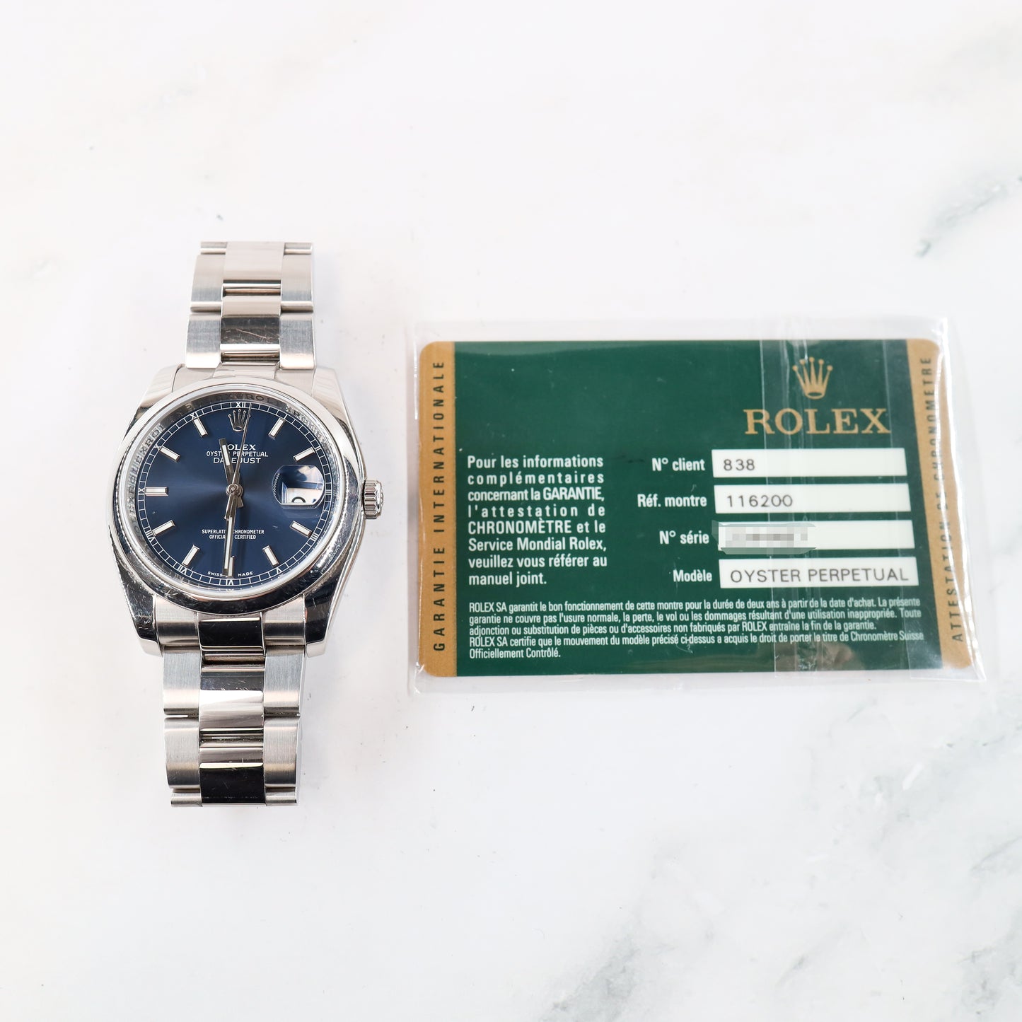 Rolex Datejust 116200 with Card
