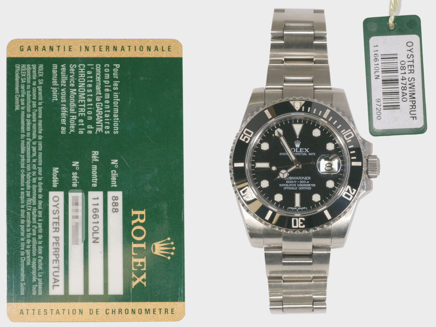 Rolex Submariner 116610LN with Card