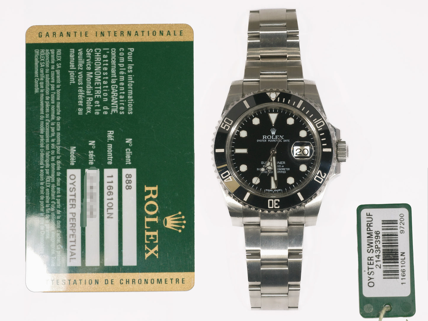 Rolex Submariner 116610LN with Card