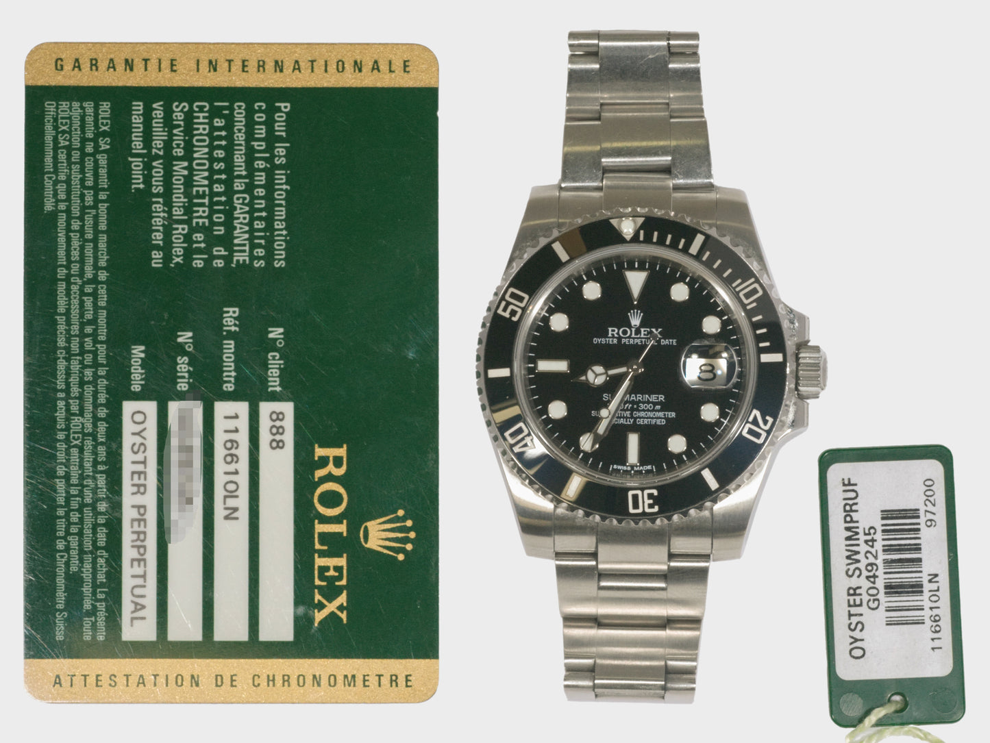 Rolex Submariner 116610LN with Card