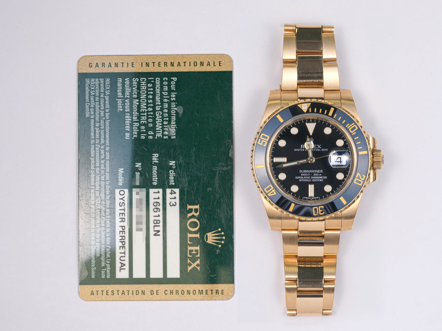 Rolex Submariner 116618LN with Card