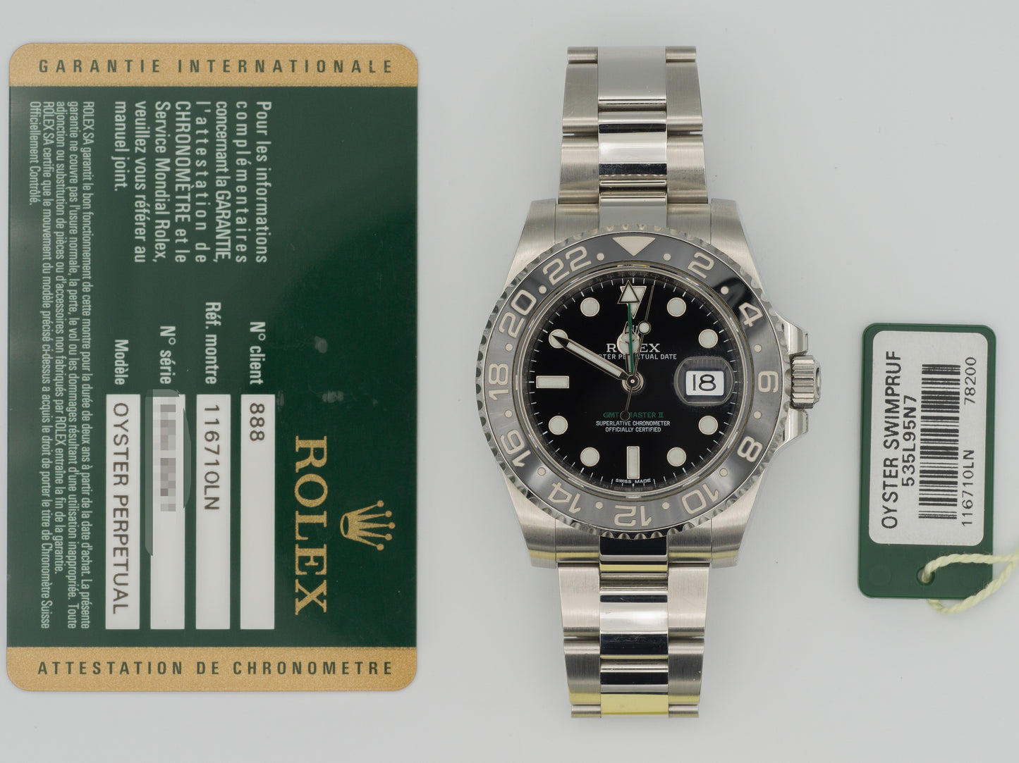 Rolex GMT-Master II 116710LN with Card