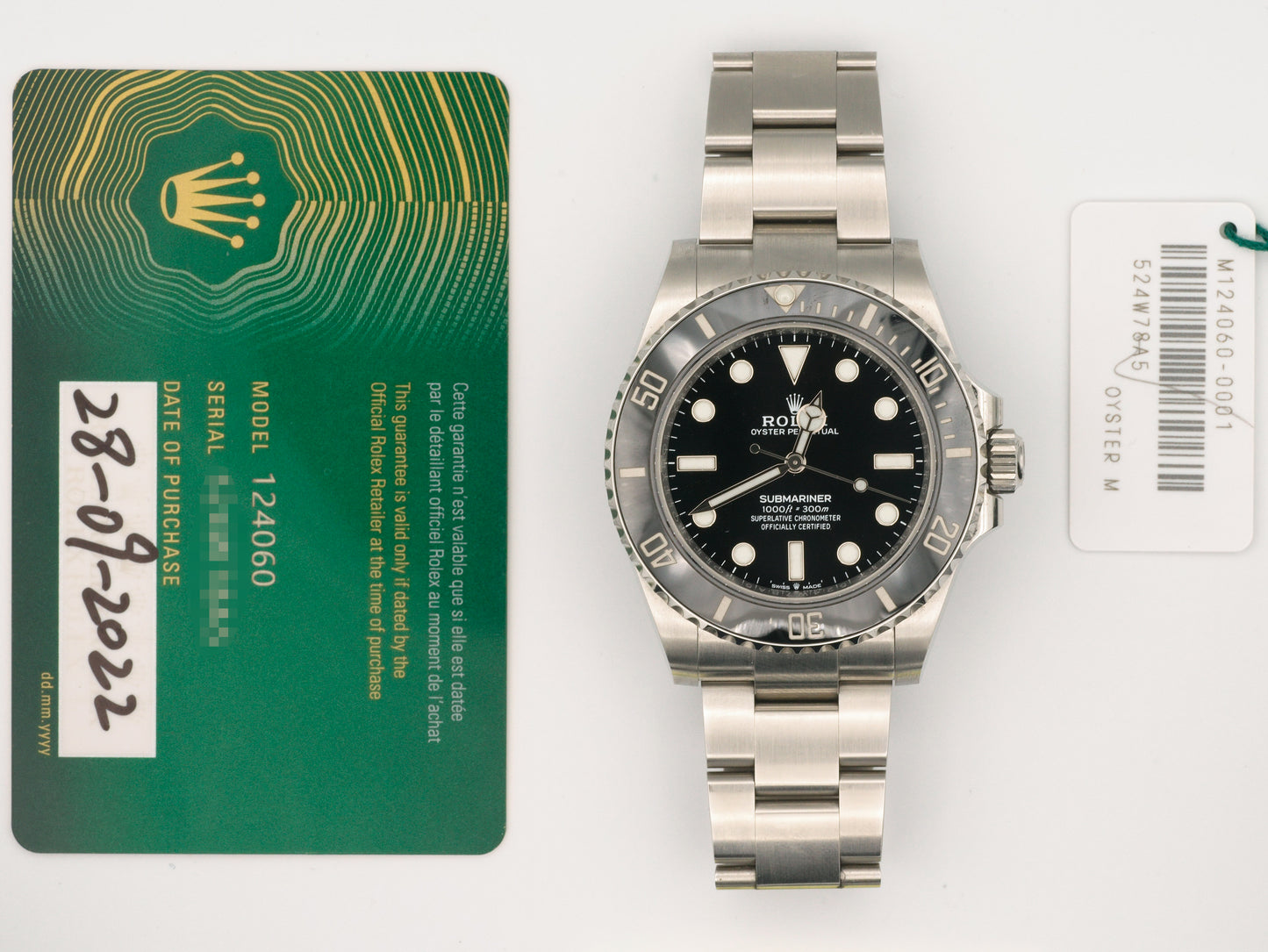 Rolex Submariner 124060 with Card