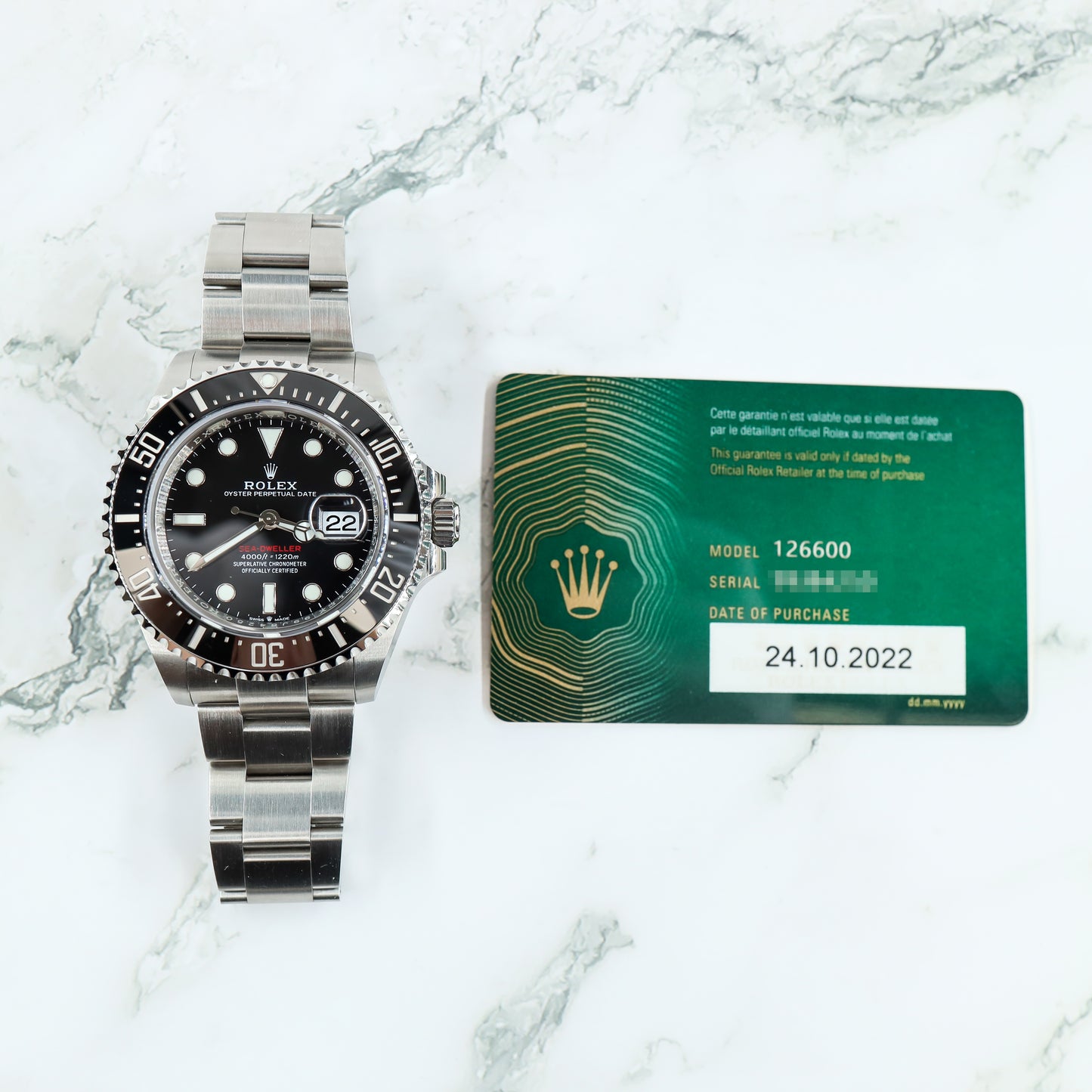 Rolex Sea Dweller 126600 with Card