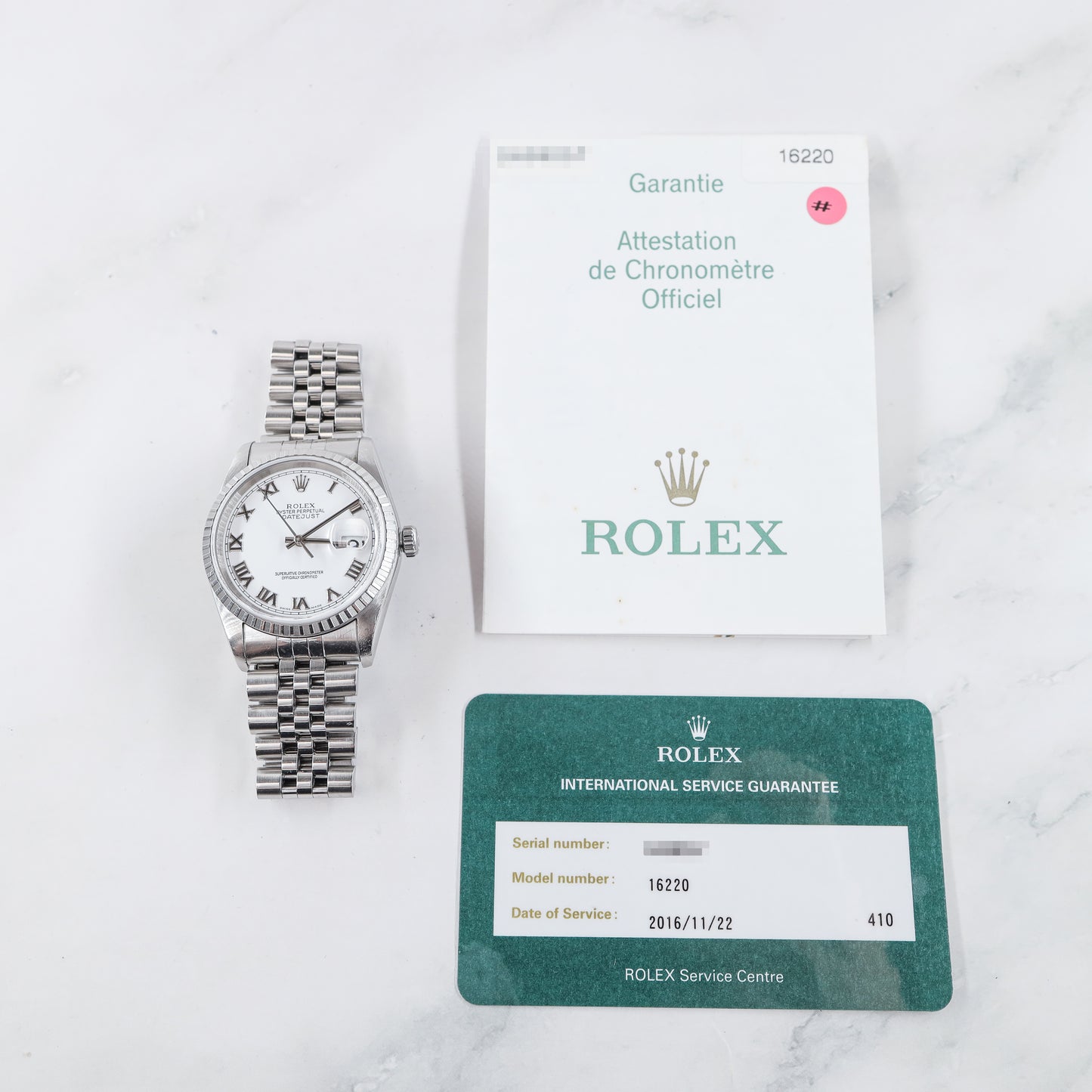 Rolex Datejust 16220 with Card and Paper
