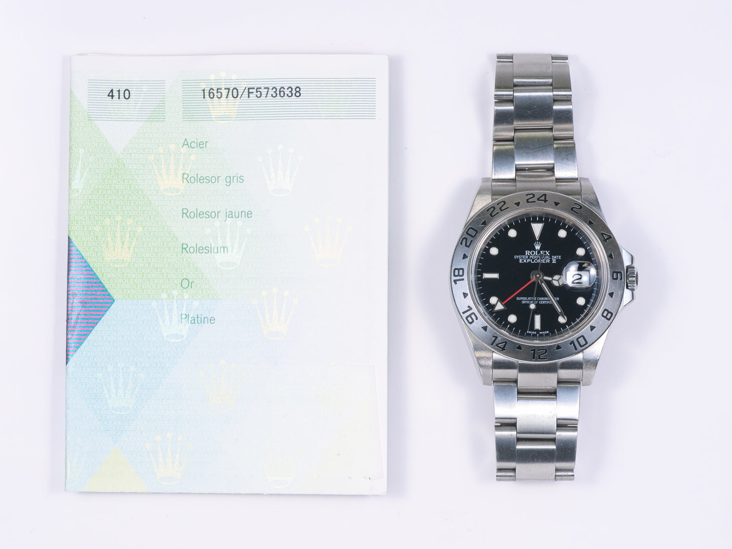 Rolex Explorer II 16570 with Papers