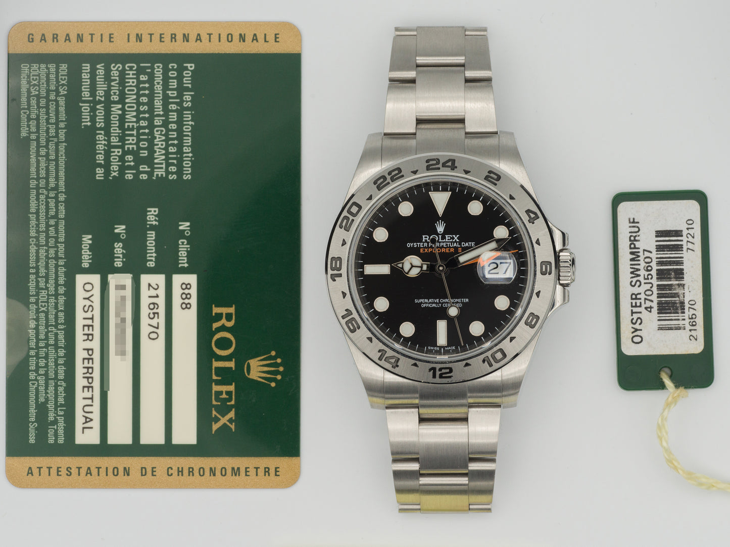 Rolex Explorer II 216570 with Card