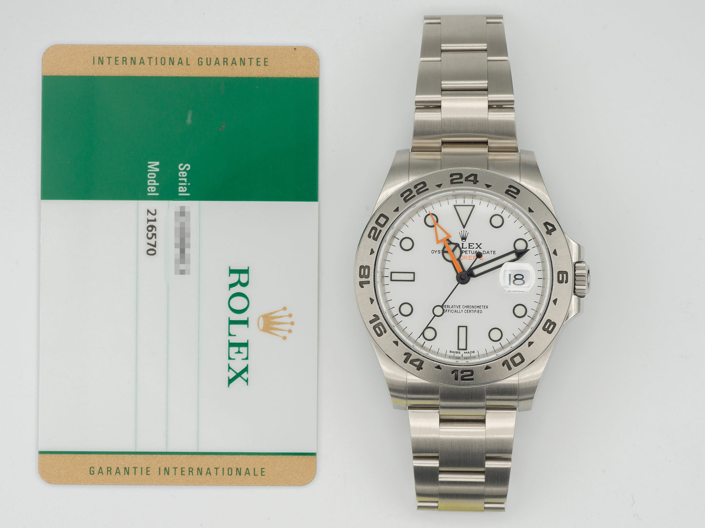 Rolex Explorer II 216570 with Card