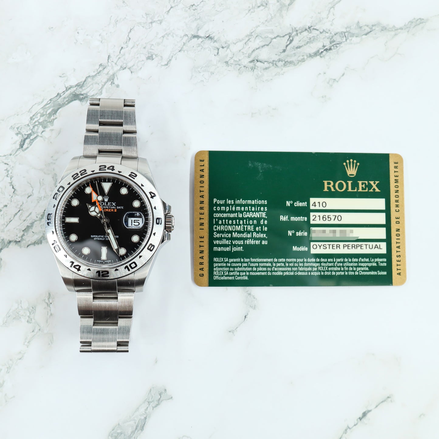 Rolex Explorer II 216570 with Card
