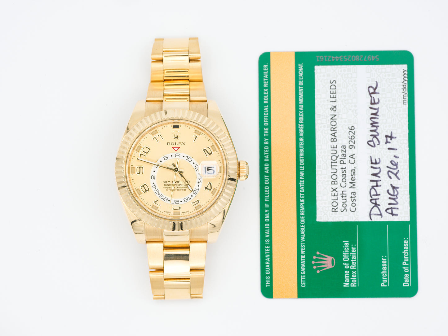 Rolex Sky-Dweller 326938 with Card