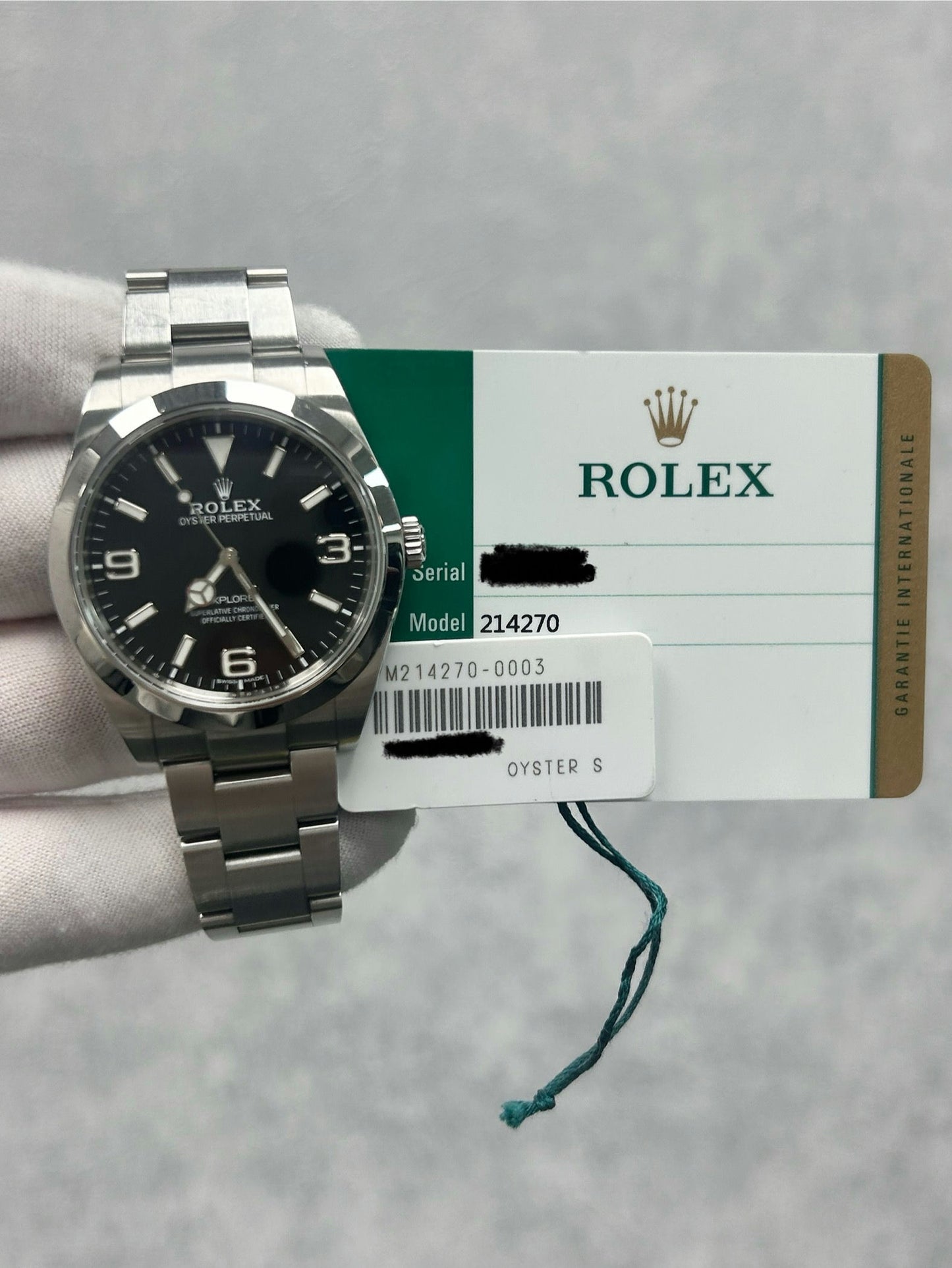 Rolex Explorer 214270 with White Tag and Card