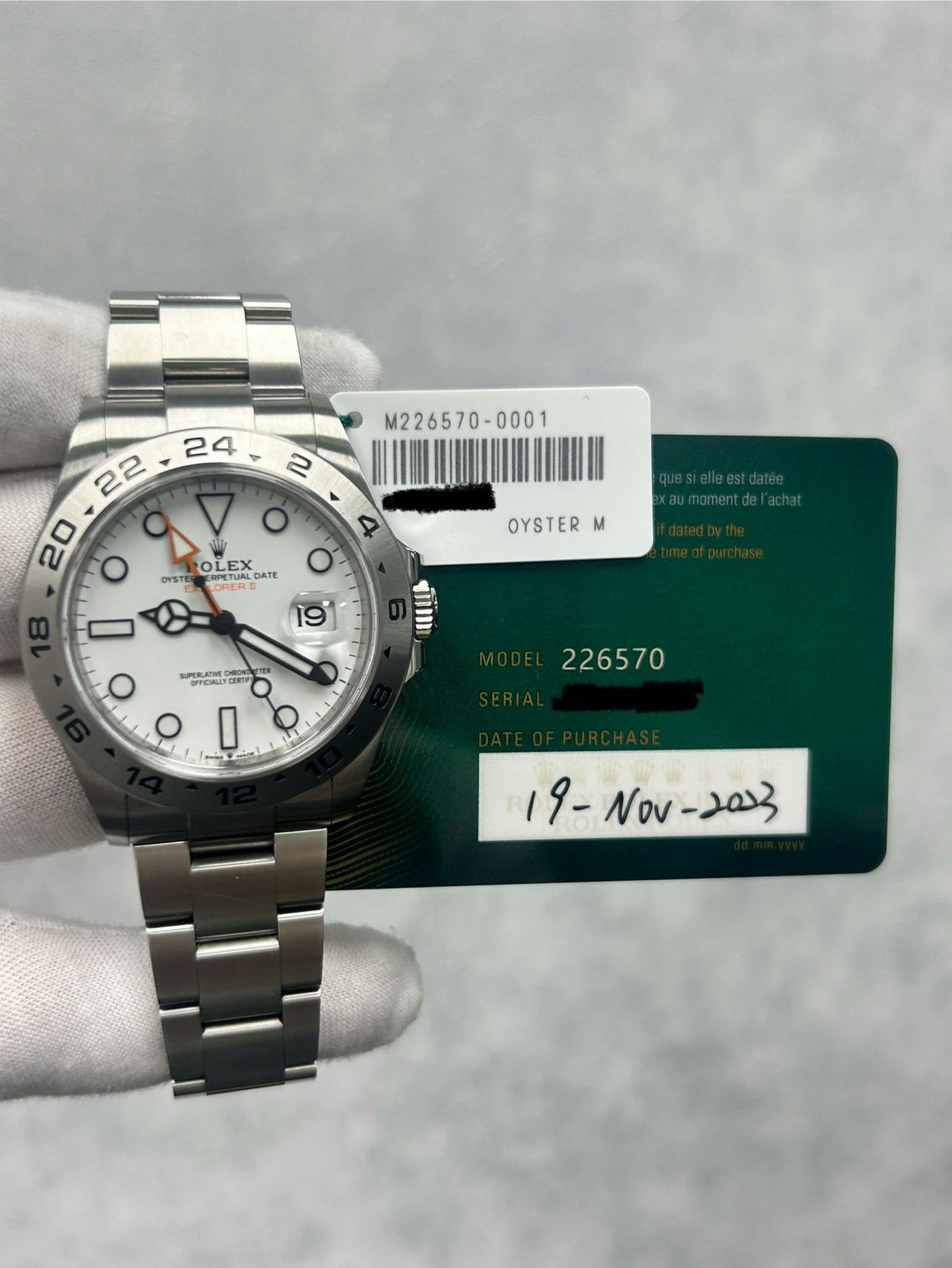 Rolex Explorer II 226570 with Card and White Tag