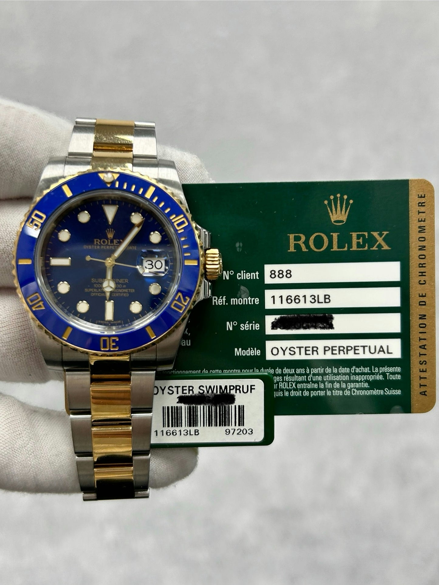 Rolex Submariner Date 116613LB with Card