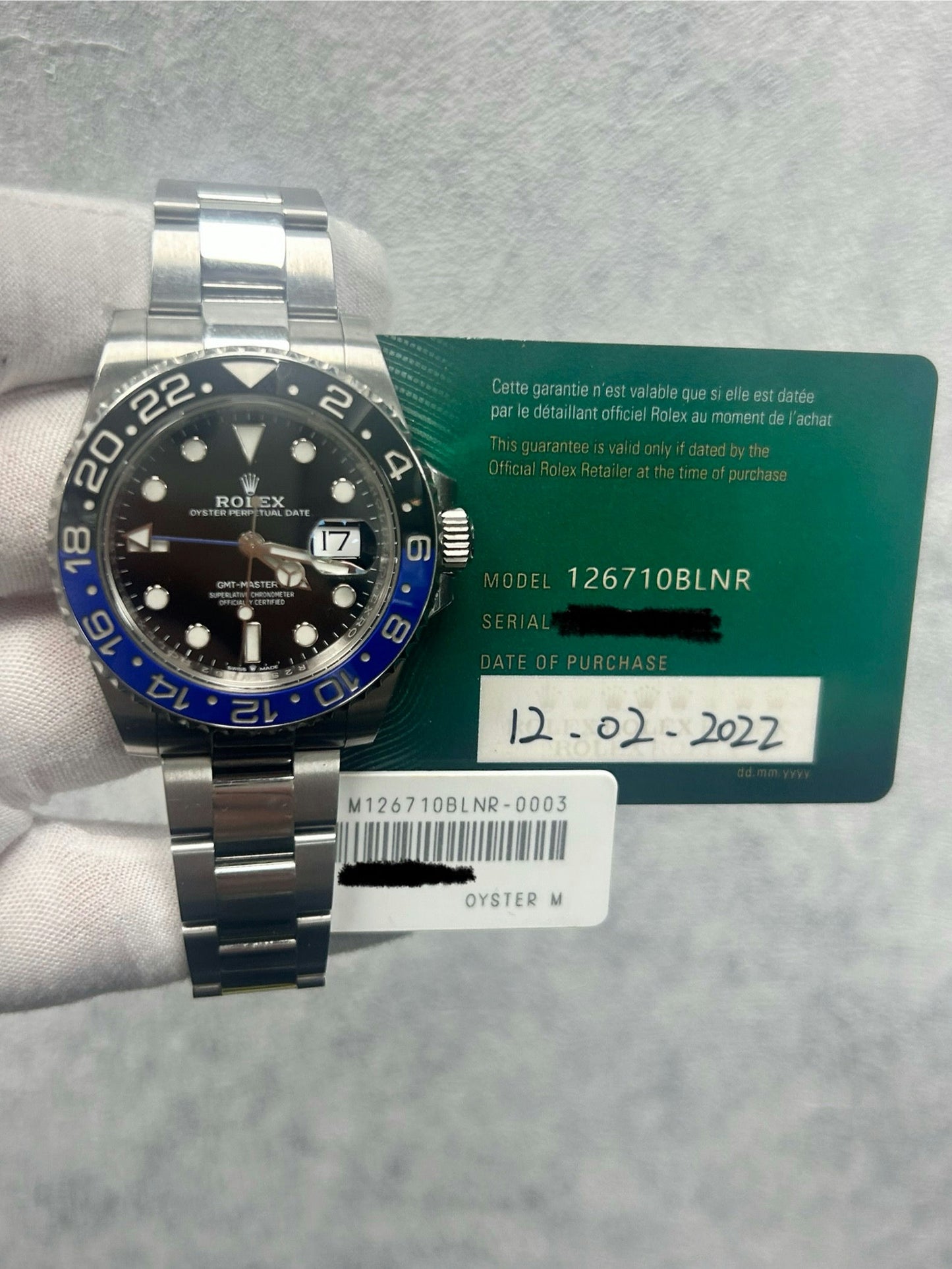 Rolex GMT-Master II 126710BLNR with Card