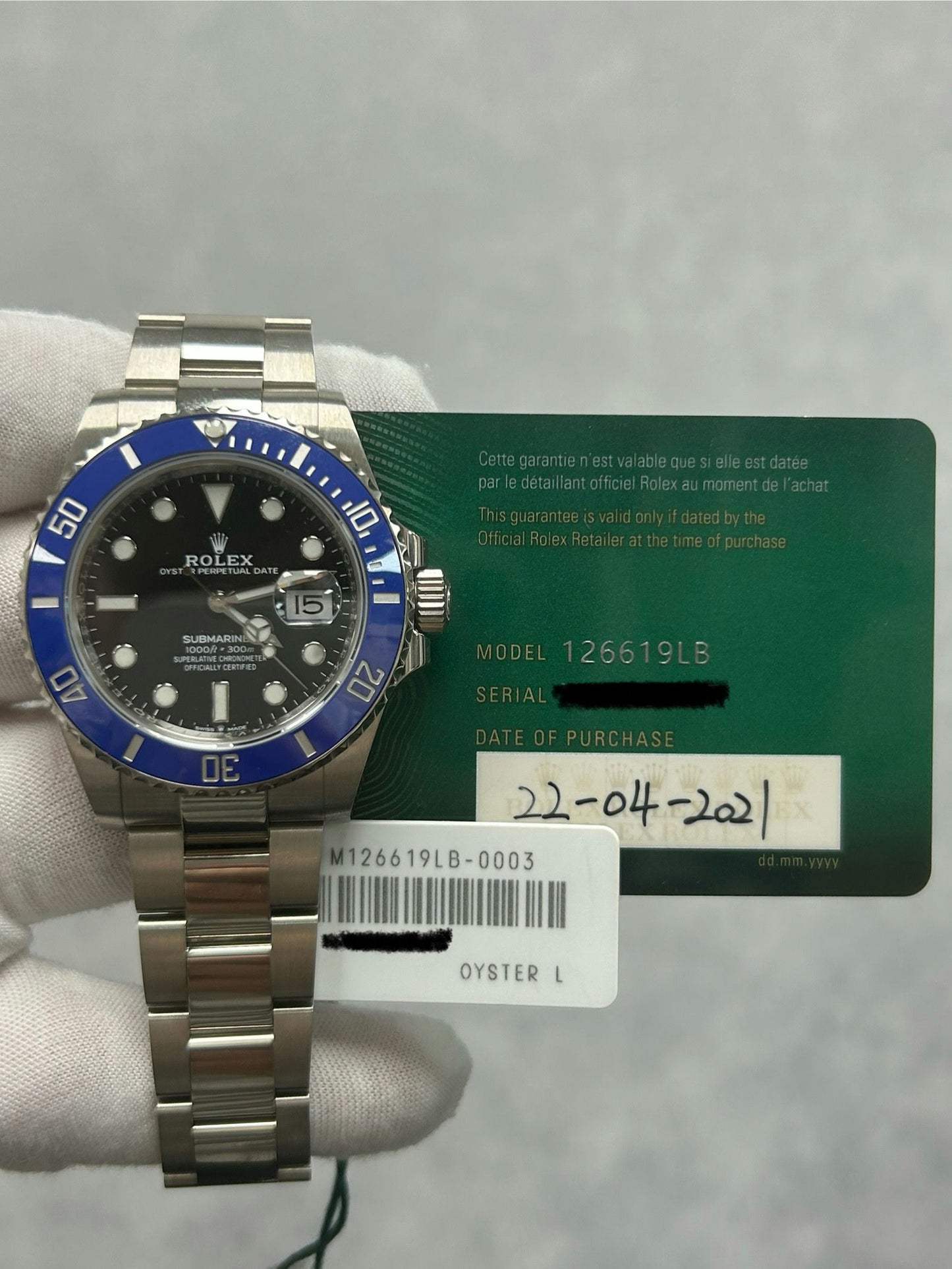 Rolex Submariner Date 126619LB with Card