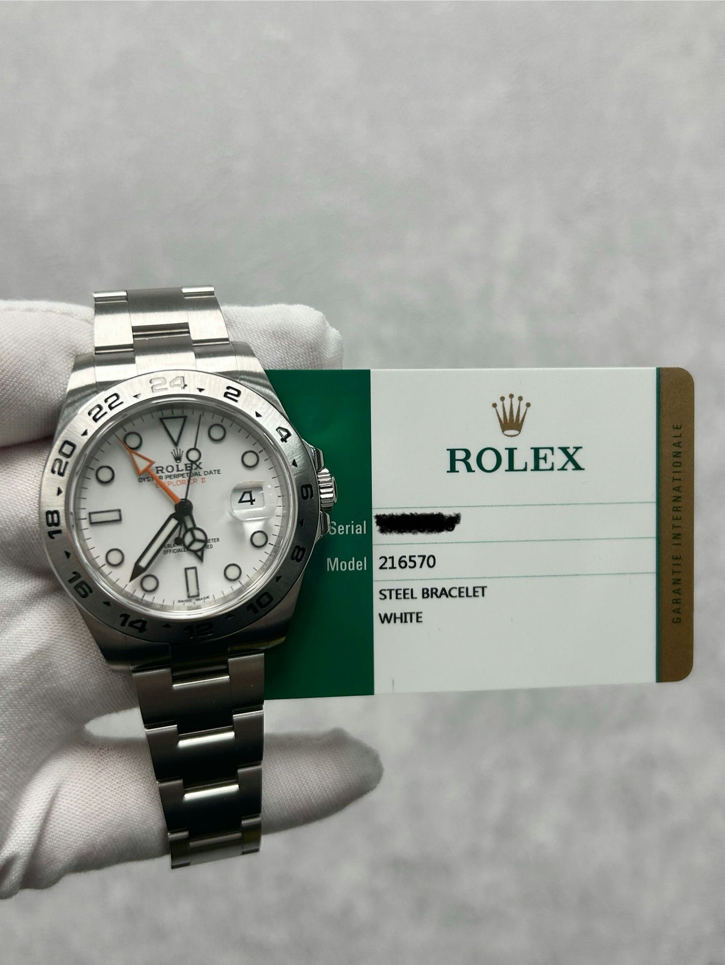 Rolex Explorer II 216570 with Card