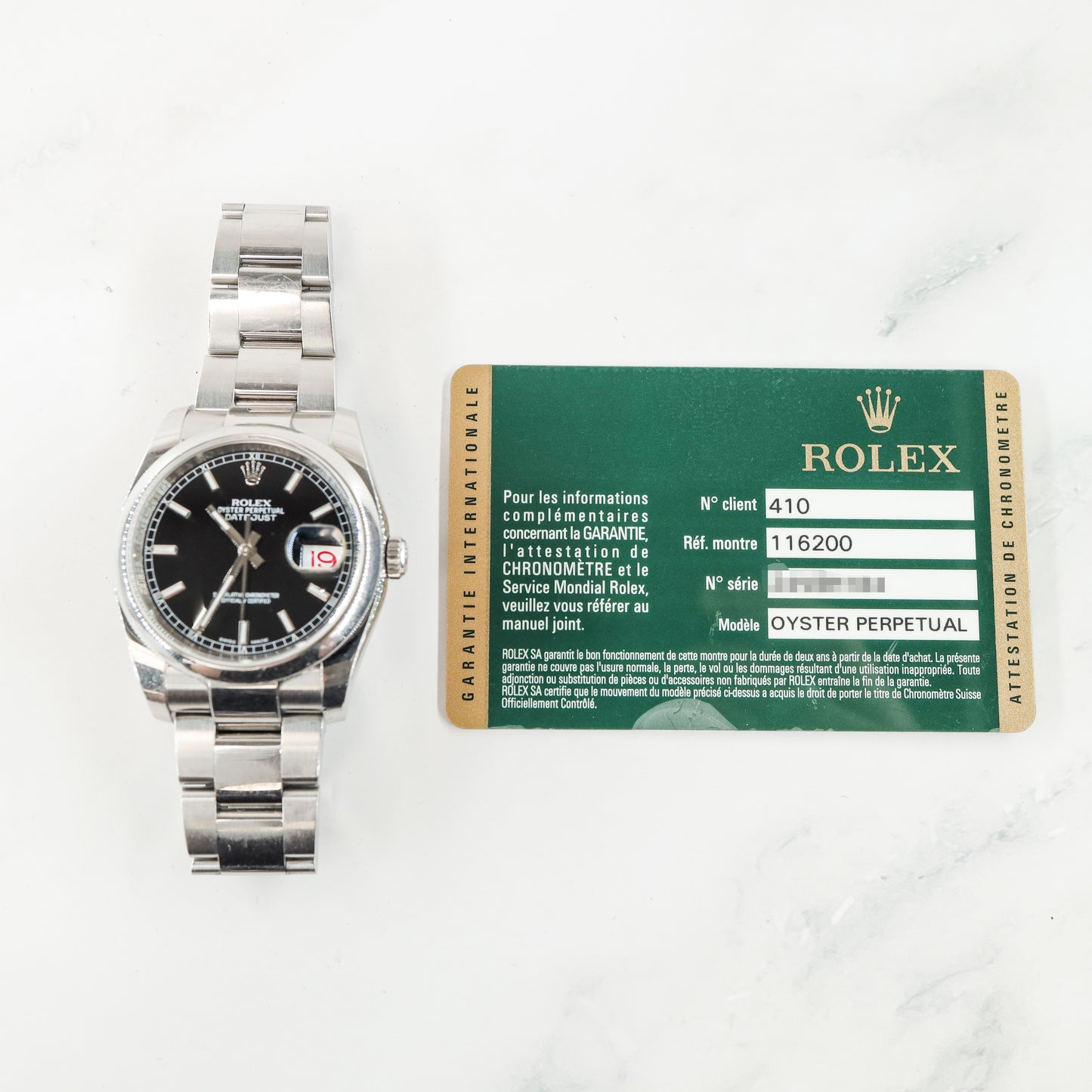 Rolex Datejust 116200 with Card