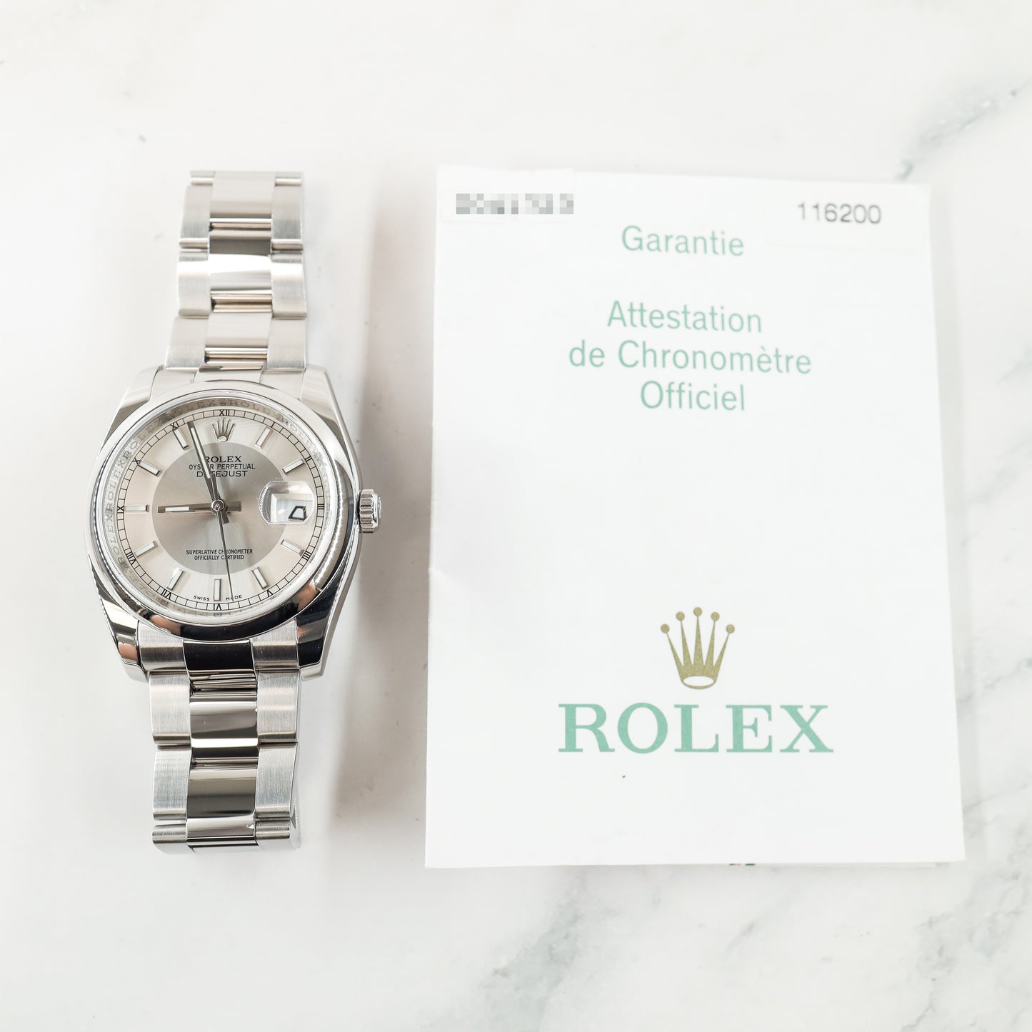 Rolex Datejust 116200 with Papers