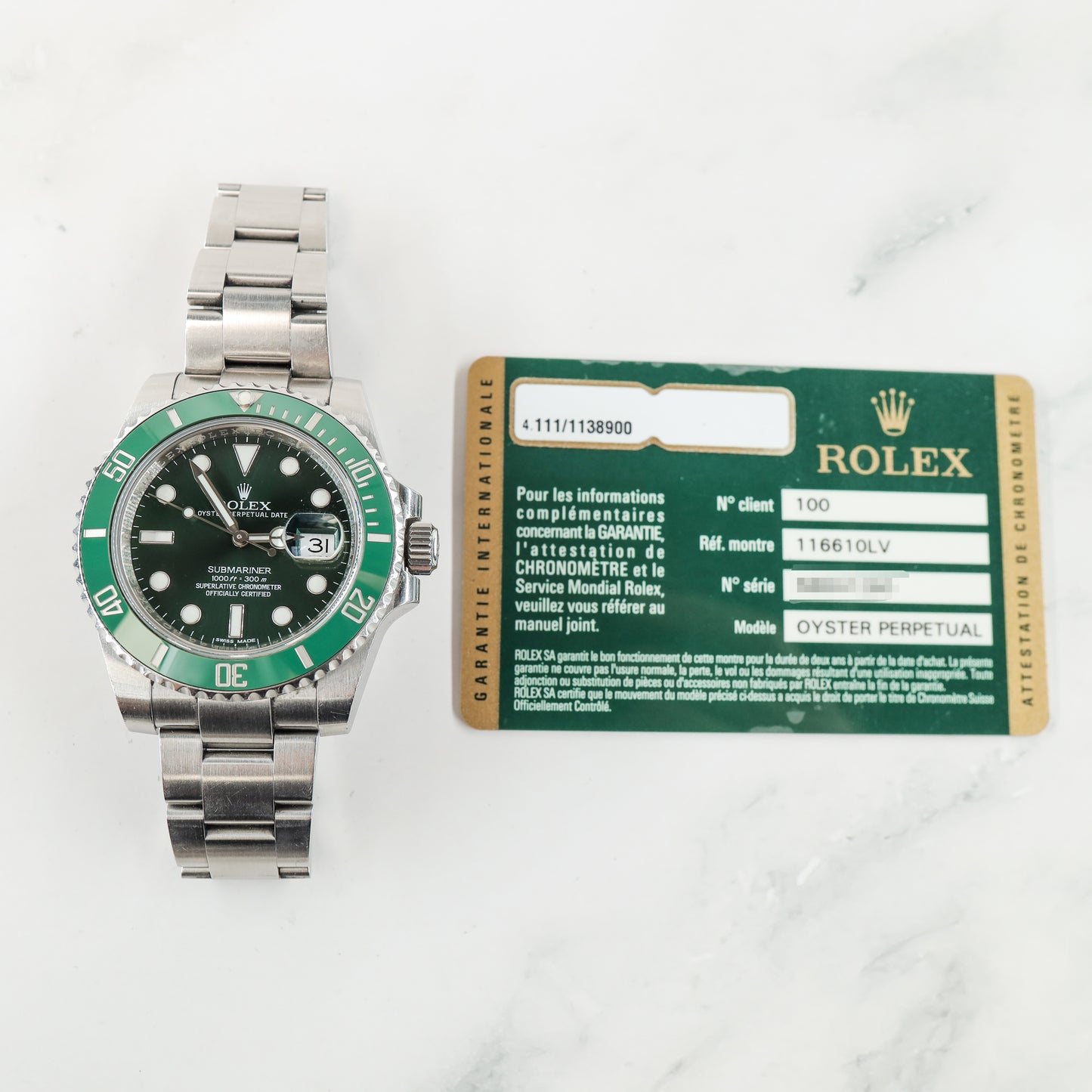 Rolex Submariner 116610LV with Card