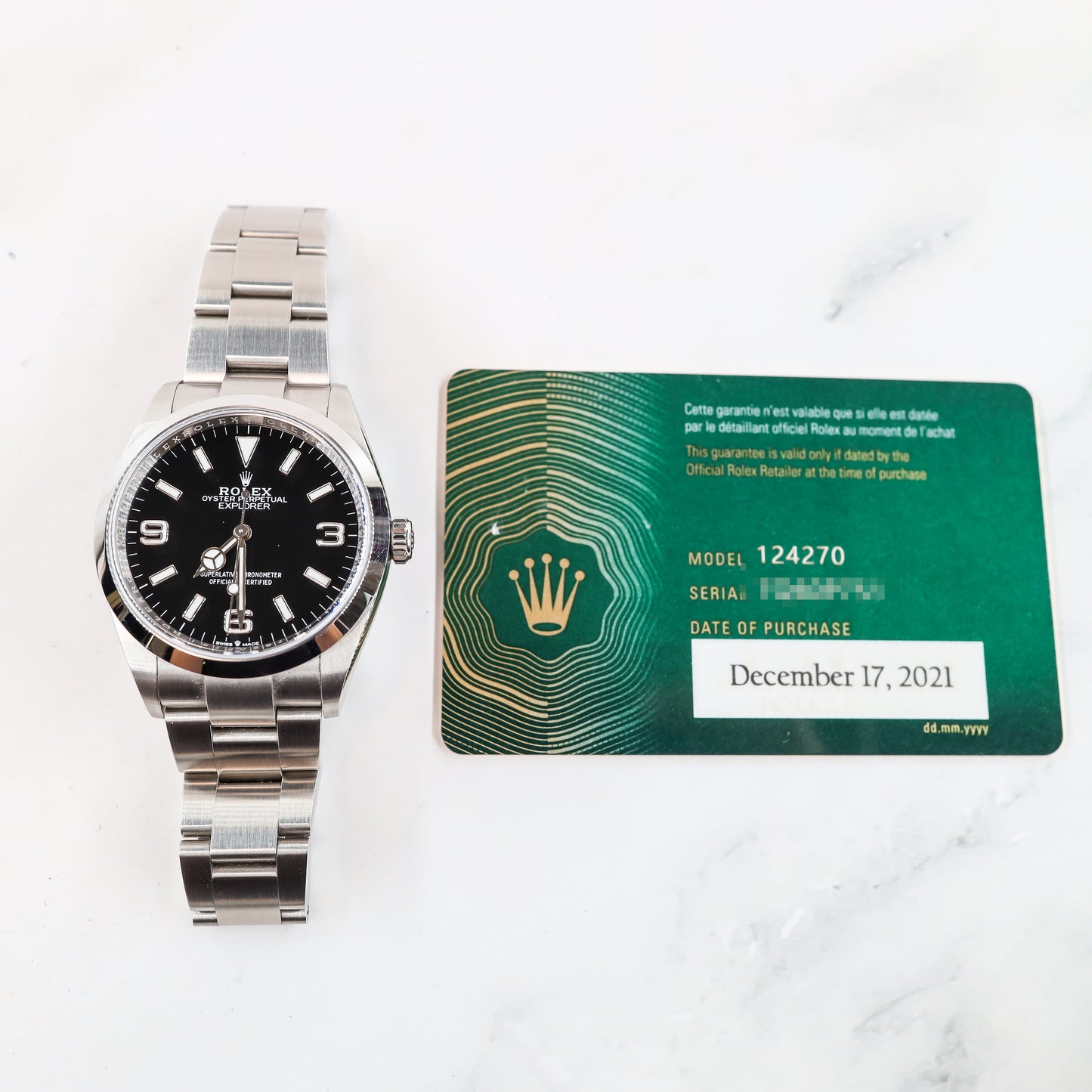 Rolex Explorer 124270 with Card