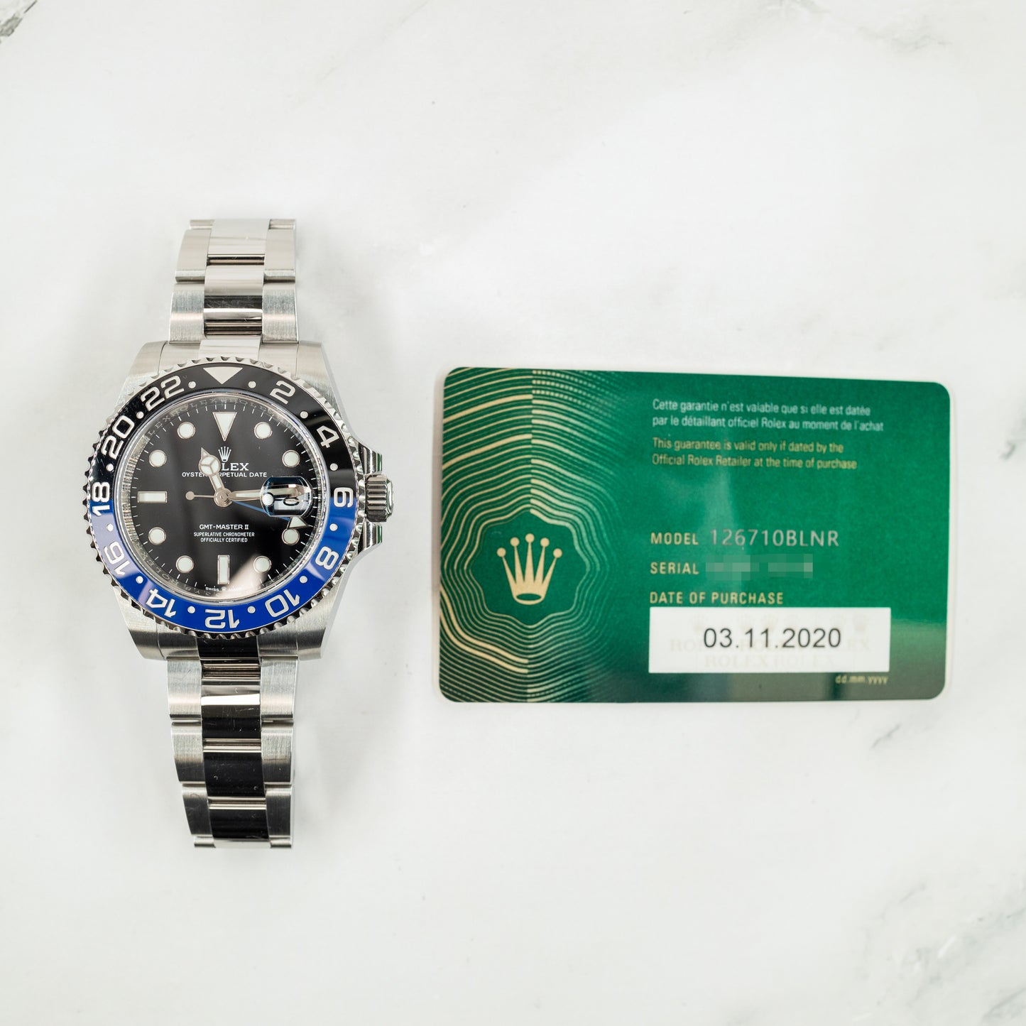 Rolex GMT-Master II 126710BLNR with Card