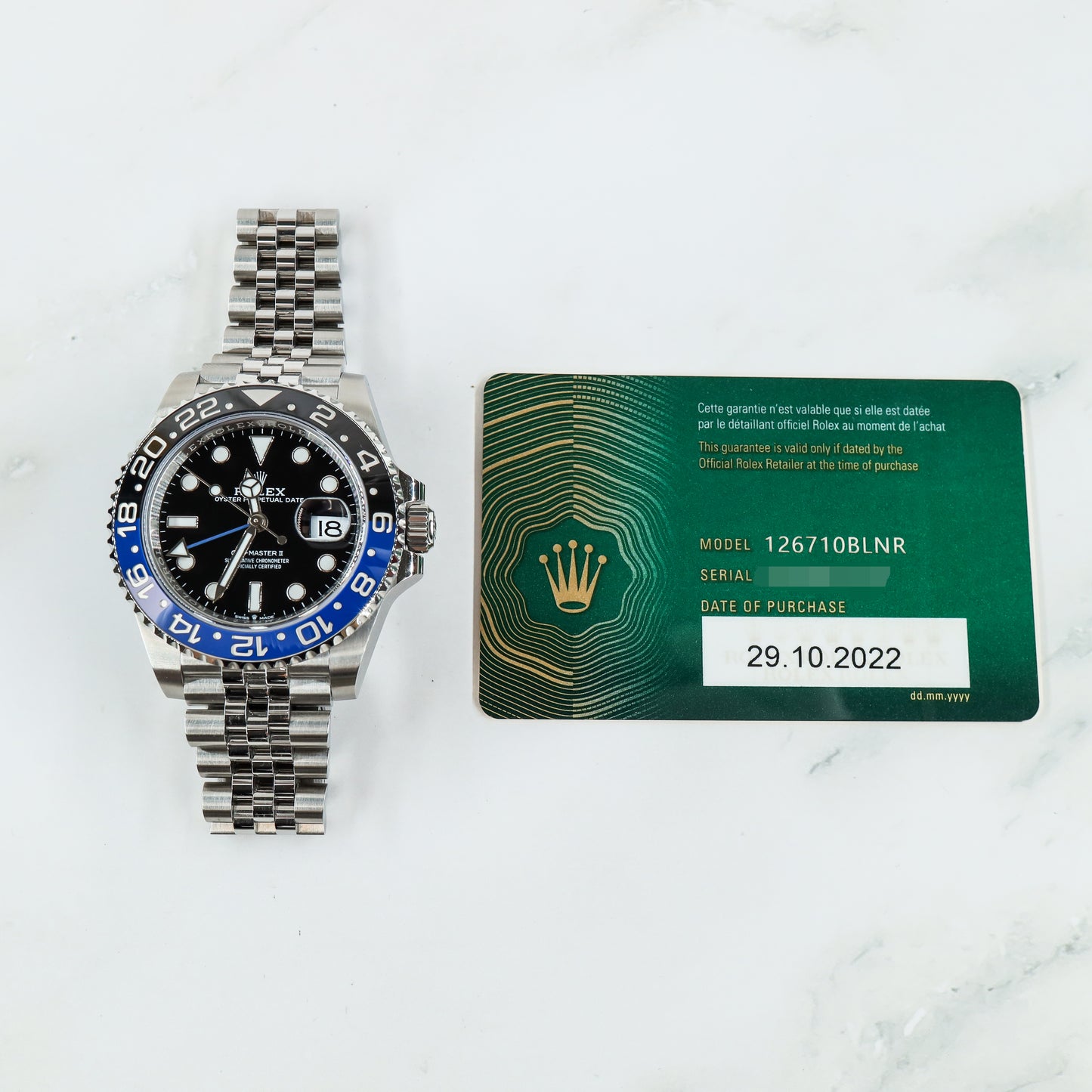 Rolex GMT Master II 126710BLNR with Card