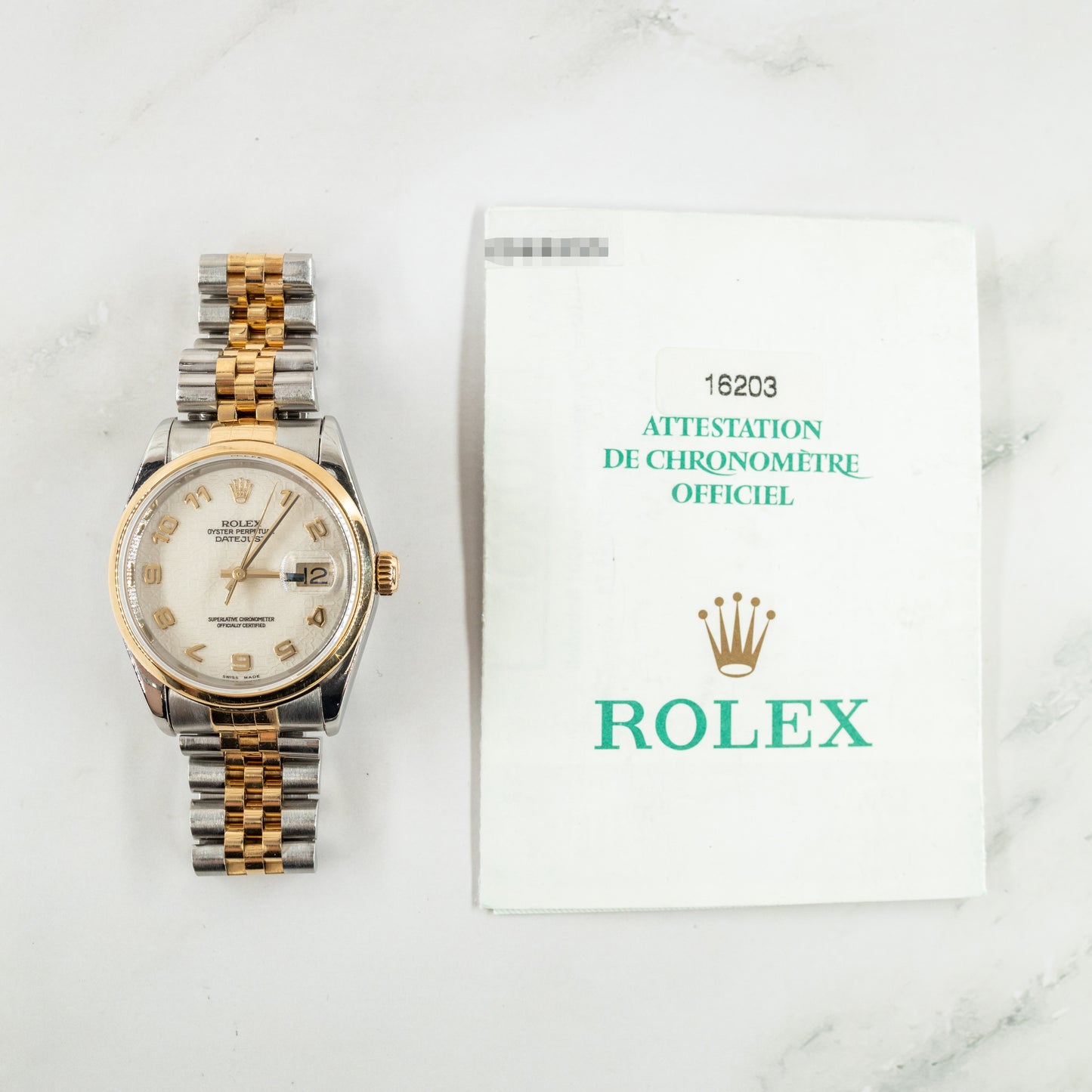 Rolex Datejust 16203 with Paper