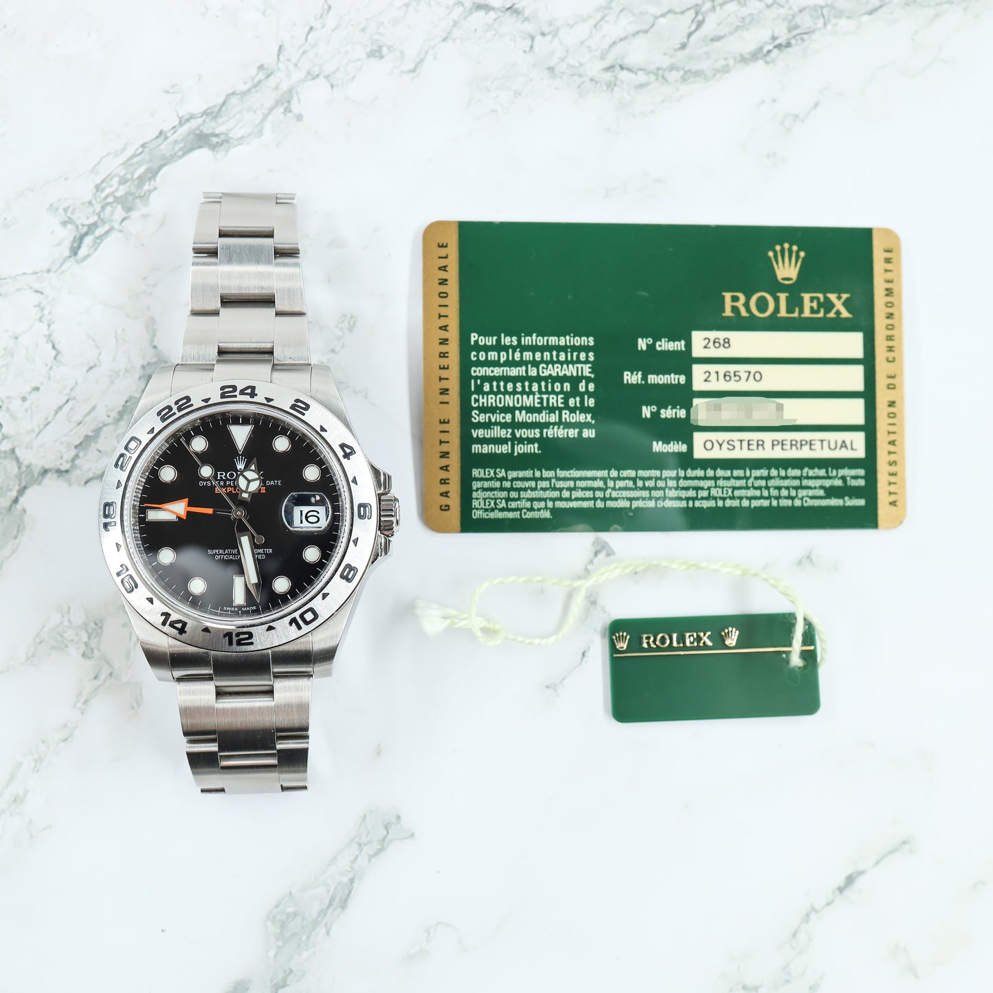 Rolex Explorer II 216570 with Card