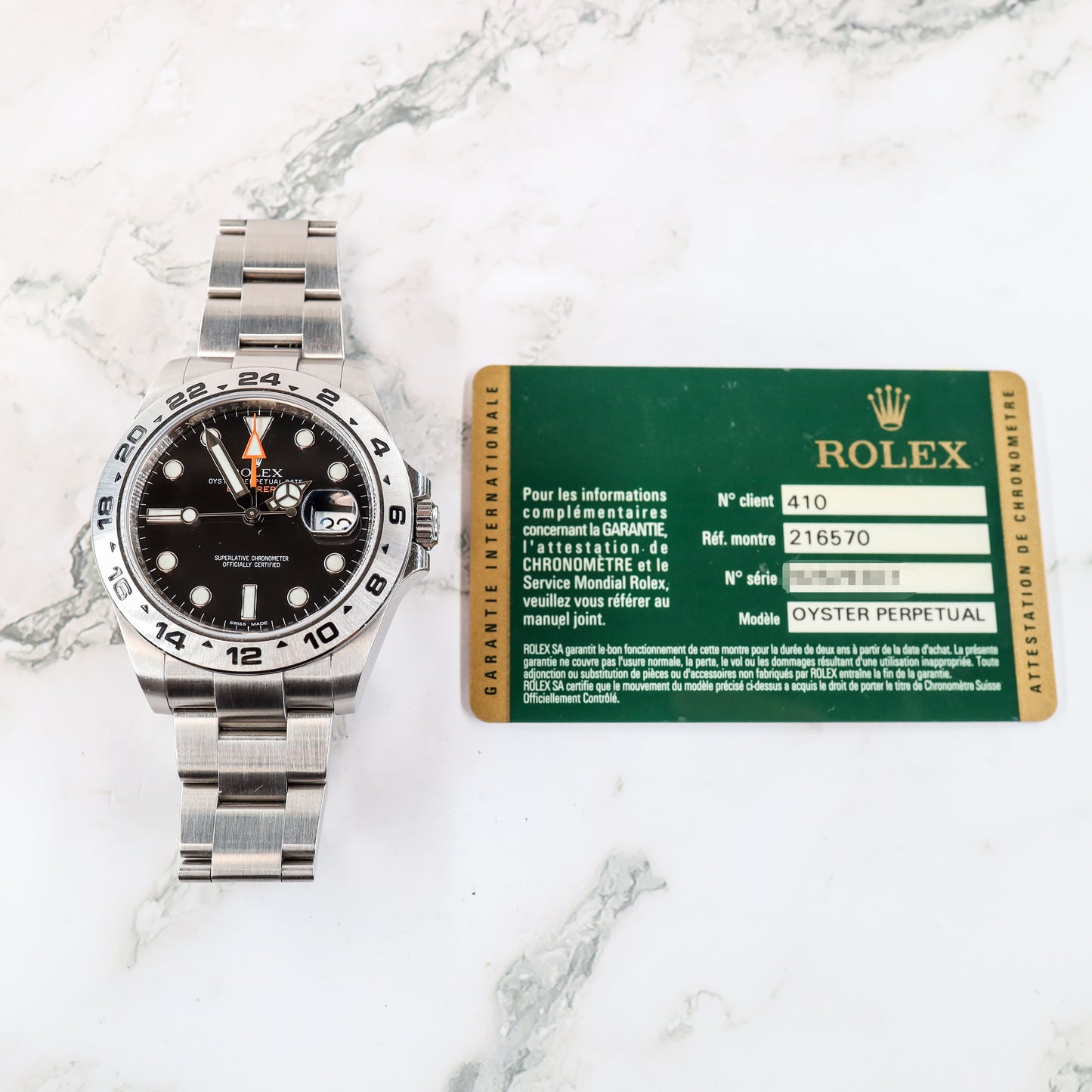 Rolex Explorer II 216570 with Card