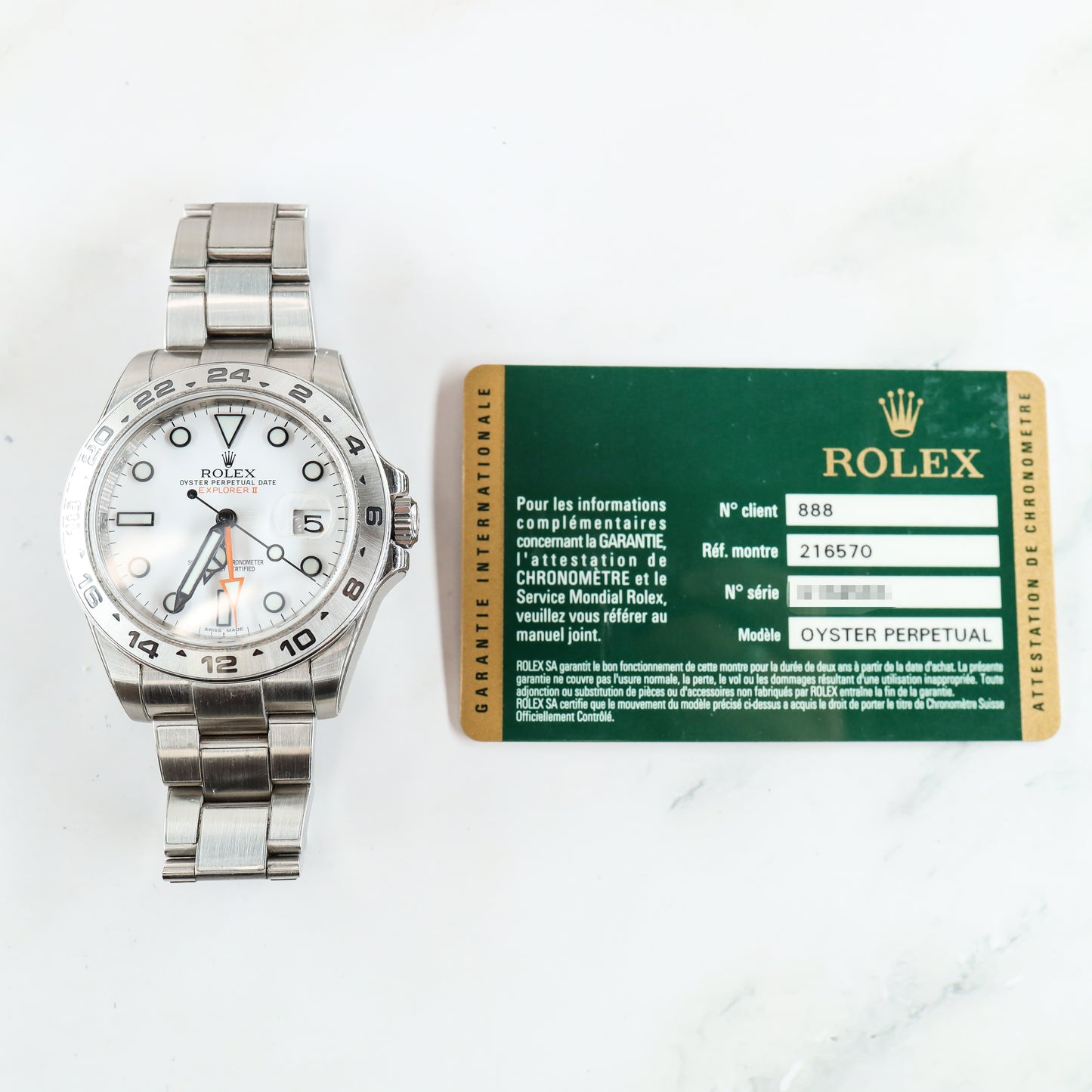 Rolex Explorer II 216570 with Card