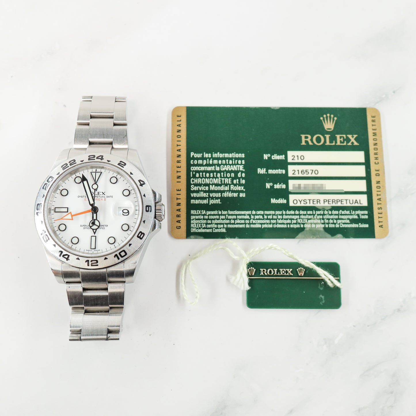 Rolex Explorer II 216570 with Card