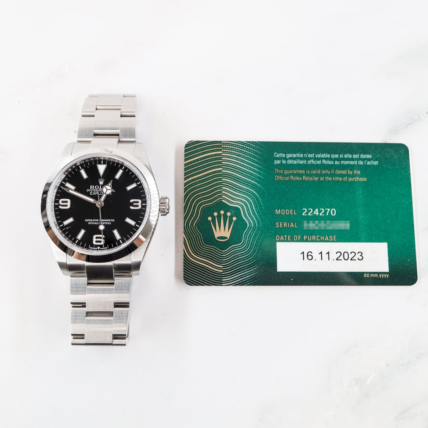 Rolex Explorer 224270 with Card