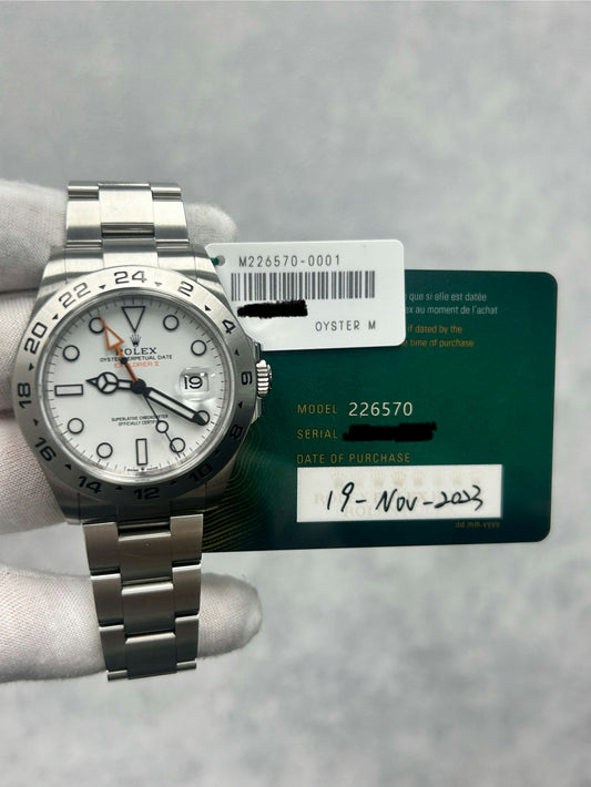Rolex Explorer II 226570 with Card and White Tag