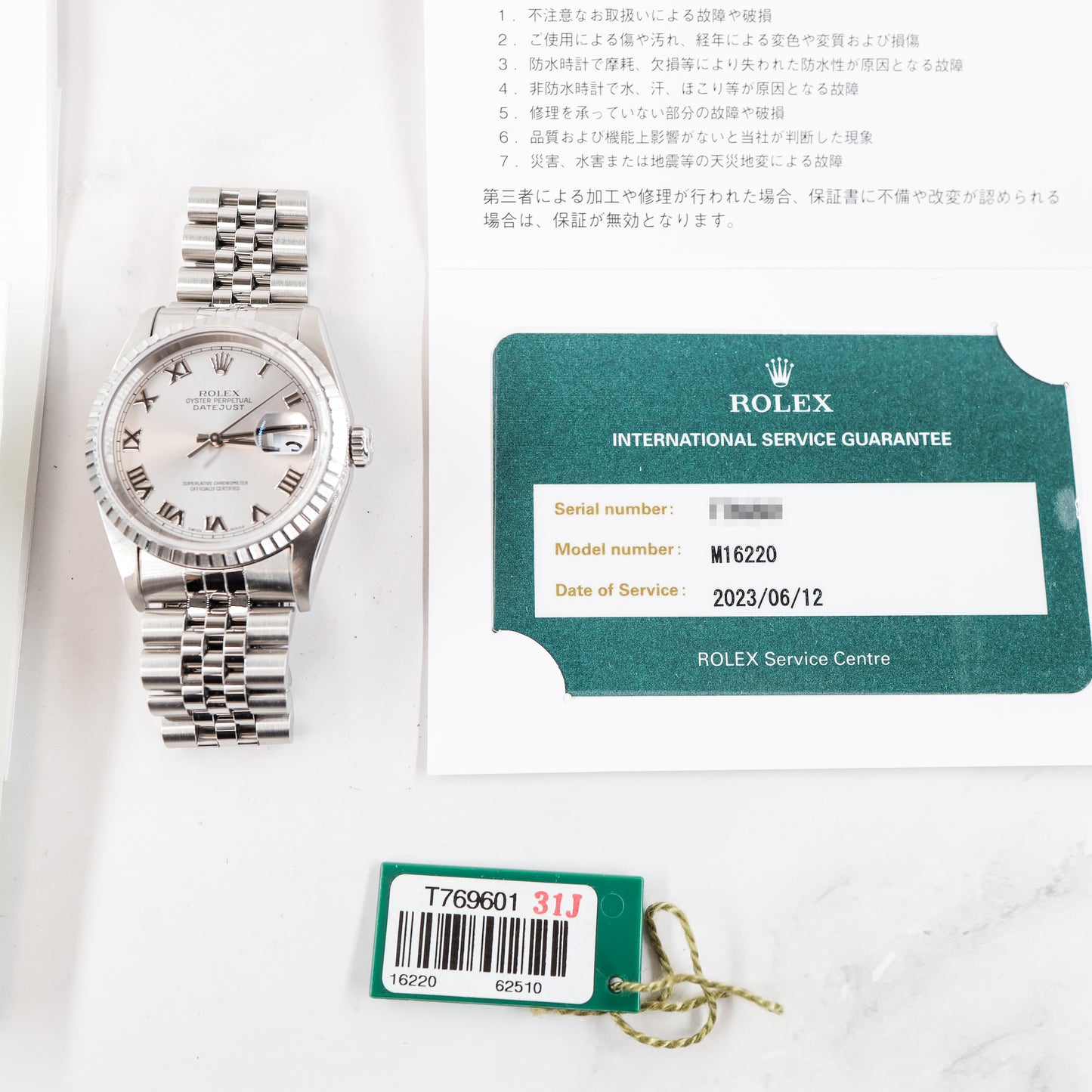 Rolex Datejust 16220 with Card and Paper